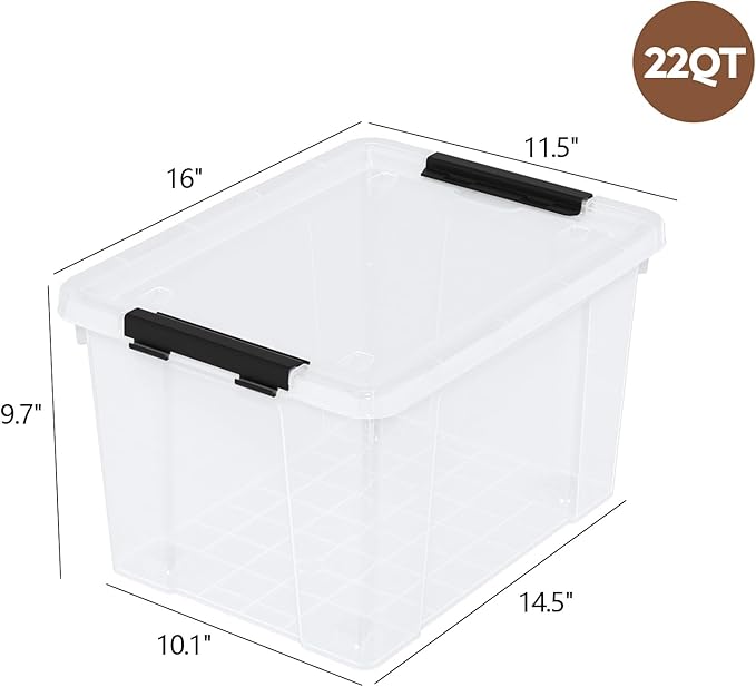 Zopnny 4-Pack Christmas Storage Totes with Lids 24-Quart Holiday Organizer Plastic Stackable Storage Boxes for HomeOfficeGarageBasement Clear