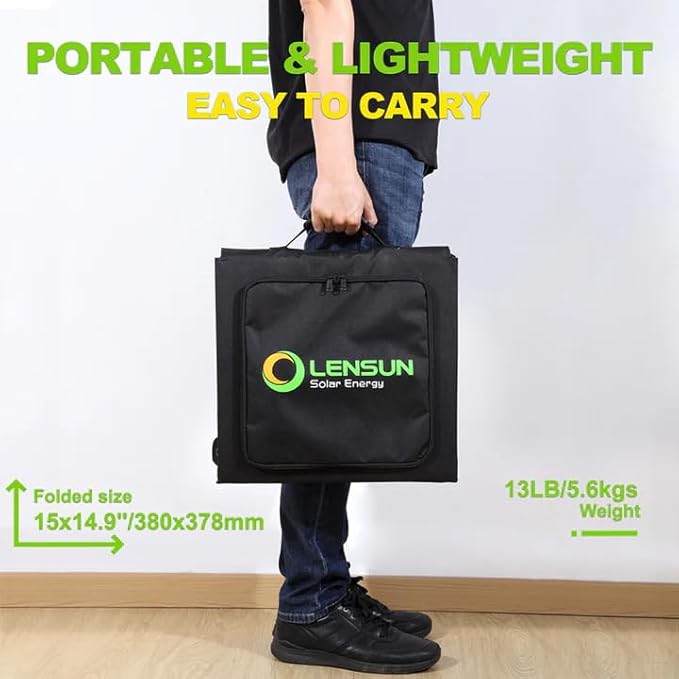 LensunSolar 200W 12V Portable Solar Panel Blanket with Anderson Connectors for Solar Generator Power Station Lightweight with 20A MPPT Charger Controller