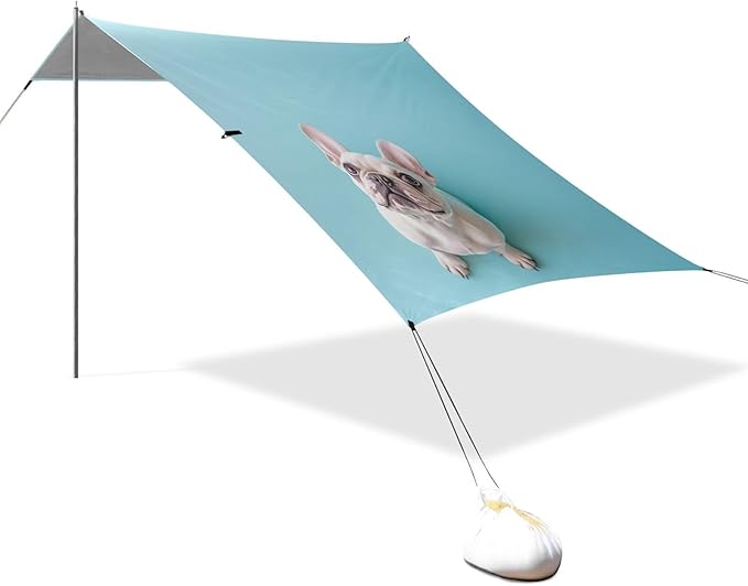 ALAZA Top View of French Bulldog Beach Tent Sun Shelter Portable Canopy Sunshade for Outdoor Camping Picnics Backyard Fun 10x9 ft