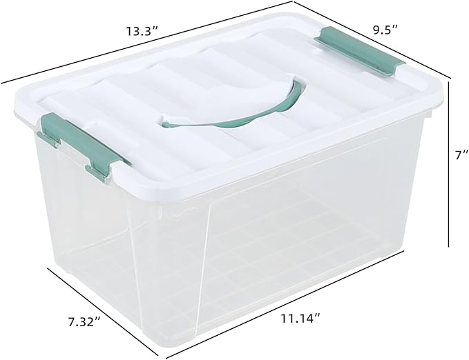 Saedy 14 Quart Plastic Storage Bin with Lid 6 Packs Clear Latching Container Box