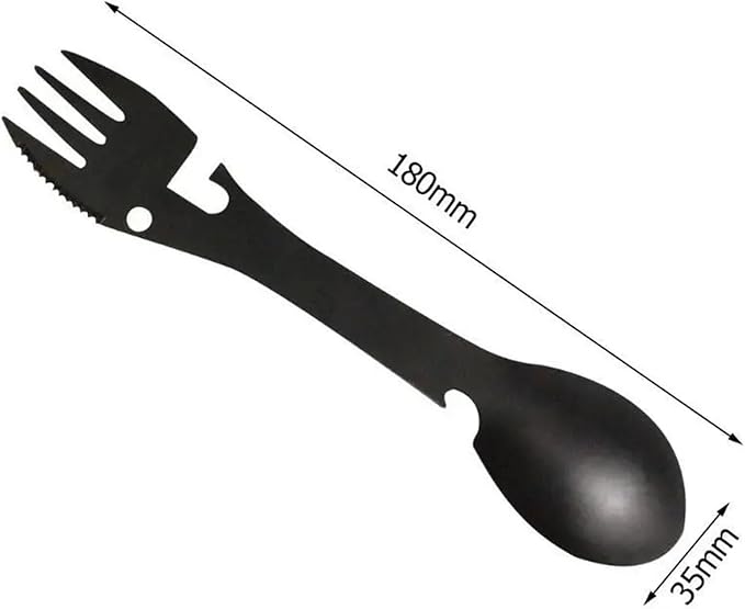 1PCS Outdoor Survival Tools 5 in 1 Camping Multi-Functional EDC Kit Practical Fork Knife Spoon Bottle/Can Opener(Colorful)