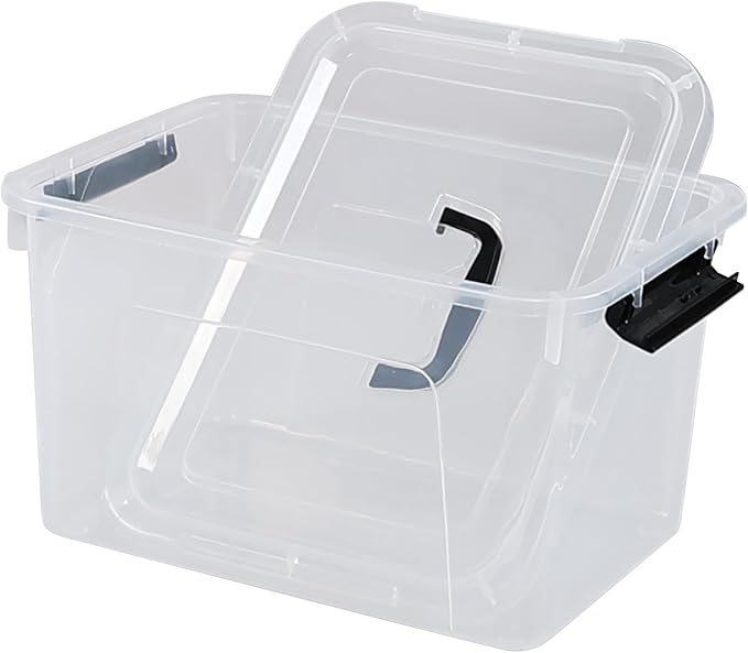 10 L Clear Plastic Storage Bin with Handle Latching Storage Box Bin with Lid 1 Packs