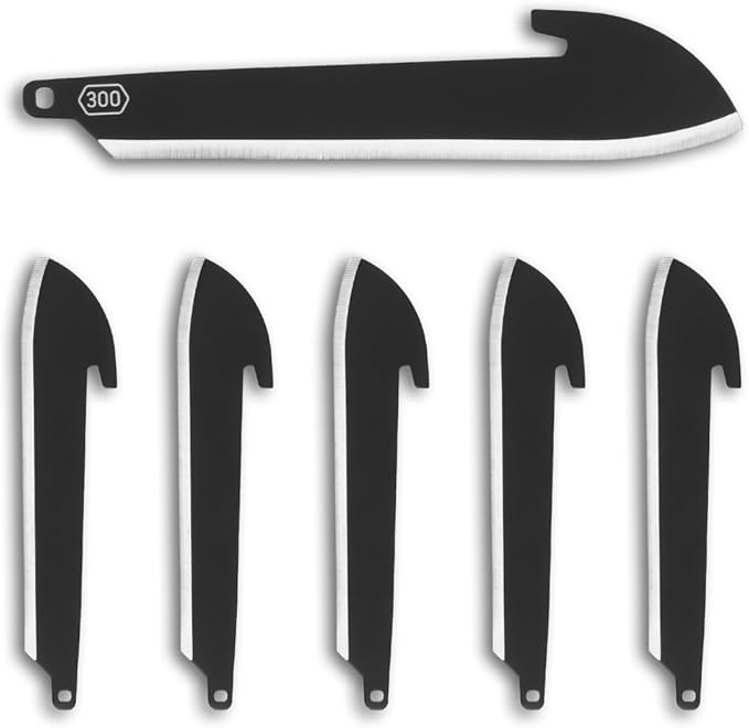 OUTDOOR EDGE RAZOR VX1 Black with 3 Black Drop Point Blades 1 Serrated Blade &amp 6 Sheepsfoot - Replaceable Blade EDC Folding Pocket Knife - 3 Stainless Blade Black Anodized Aluminum Handle