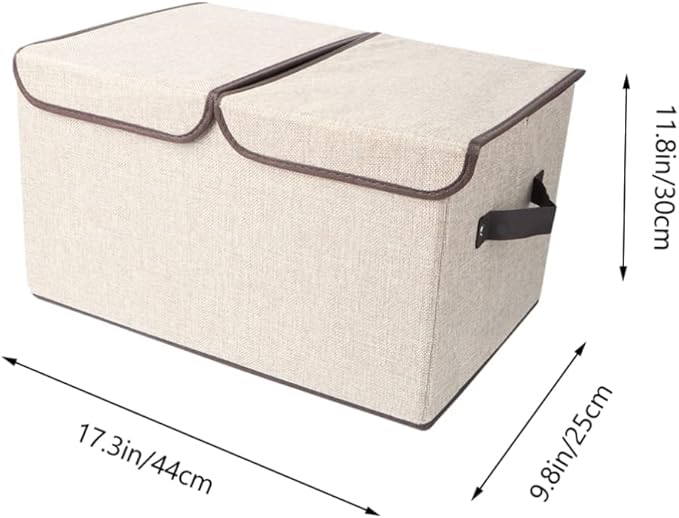 Cabilock Storage Organizer Baskets Cotton Linen Wardrobe Storage Bin Lid Versatile