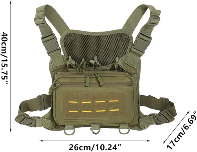 MiOYOOW Chest Bag Multi-compartment Waterproof Breathable Tactical Chest Rig Pack with Adjustable Shoulder Strap for Cycling Biking Work