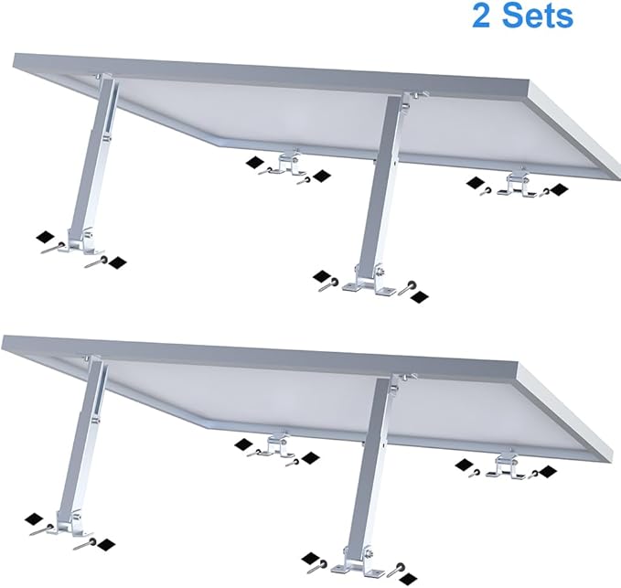 Adjustable Solar Panel Tilt Mount Brackets Stand Support Any Solar Panels for RV Roof Boat Yacht Flat Surface Camping Off-Grid Systems（2sets）