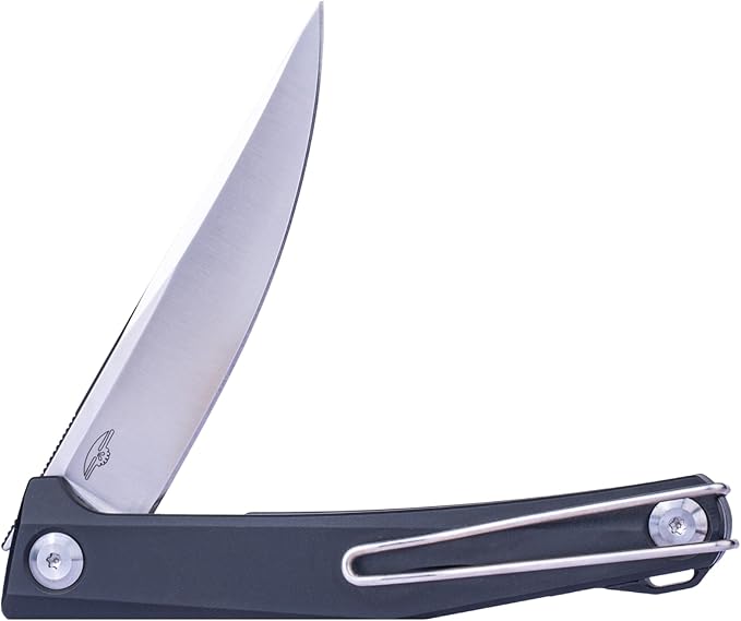 Real Steel Teres Lightweight EDC Flipper knife  3.11'' Nitro-V ‎Satin Hollow-Ground BladeAluminum HandleLiner Lock Knife Gentleman's Knife with Pocket ClipHunting Camping Hiking Fishing Knife