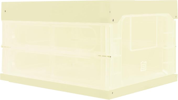Collapsible Storage Container Stackable Plastic Box with Lid Transparent. (Yellow Pastel)