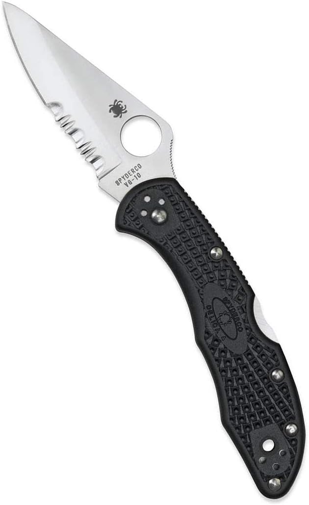 Spyderco Delica 4 Lightweight Folding Pocket Knife with 2 VG-10 Steel Blade and FRN Handle - EDC Knife for Men and Women Perfect for Hunting Tactical Camping Survival - PlainEdge - C11PSBK