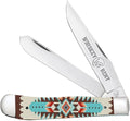 WHISKEY BENT HAT CO. Traditional Trapper Folding Pocket Knife 4.125 Closed Length 440C Stainless Steel Blades (Turquoise Bead)