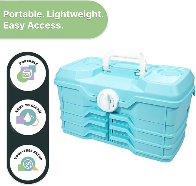 Best Kept | Portable Carrying Case | First Time Mom Essentials | Plastic | Baby Clothes Organizer | Portable Storage Box | Baby Shower For Boy | Baby Blue