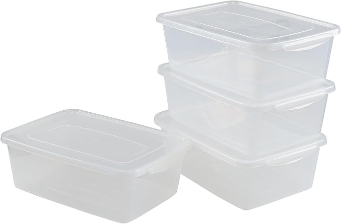 14 Quart Clear Latching Box Plastic Storage Container Bins with Lids Set of 4