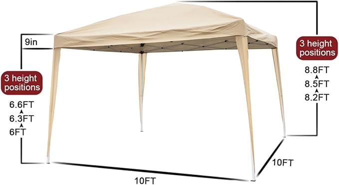 10'x10' Right-Angle Waterproof Outdoor Party Canopy Folding Tent with 2 Doors4 Sidewalls and 2 WindowsGazebo SunWall for Backyard BBQ Picnics Patio Garden Camping