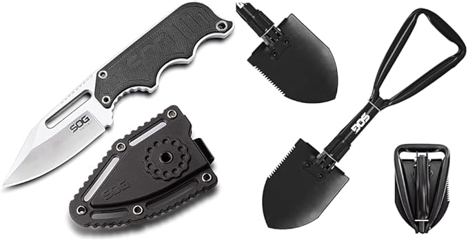 SOG 2.3 Fixed Blade Knife and 18.25 Folding Survival Shovel Bundle