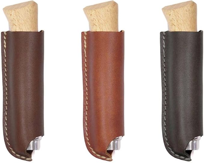 oopsmark Leather Belt Sheath and Case for Knives Designed in Opinel France - Pocket Knife Holder for Camping Hunting Fishing and Picnics