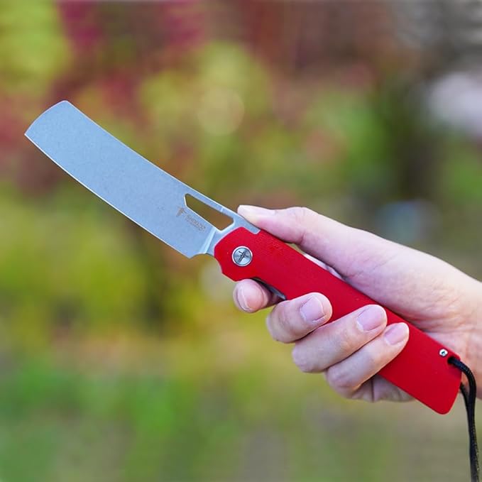 EDC Folding Knife Camping Chef Knife for Man G10 Handle with Pocket Clip. 4.01 Pocket Knife for Outdoor Cooking Fishing &amp Hiking.59-60 HRC D2 Steel Stonewash Blade. XUN119A-RGSt