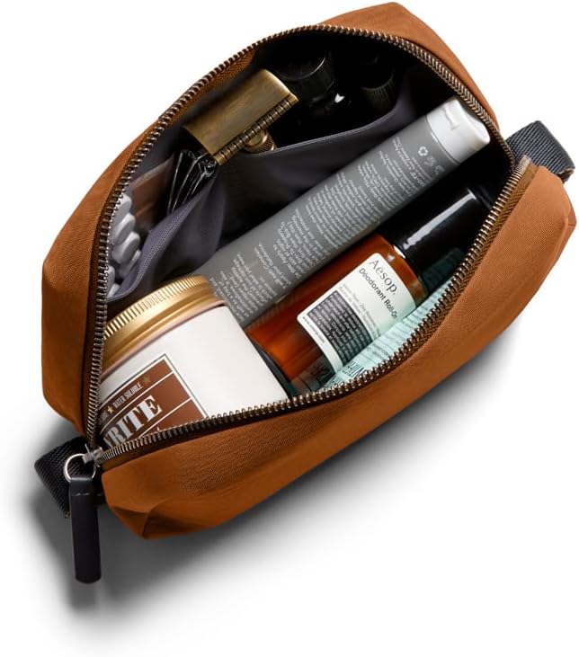 Bellroy Toiletry Kit (Unisex Toiletry Bag Zipper Closure Water-Resistant Lining Toothbrush Sleeve with Magnetic Closure Internal Mesh Pocket Organization) -Bronze