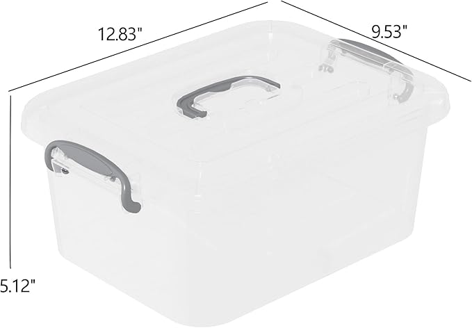 Clear Plastic Storage Boxes with Lid 2-Pack Storage Latch Bins 8 L F