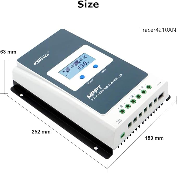 EPEVER 40A Solar Charge Controller MPPT Solar Panel Charge Controller 12V / 24V Auto Working Max PV 100V Solar Charge Battery Regulator with LCD Display for Gel Flooded Sealed Lithium Batteries