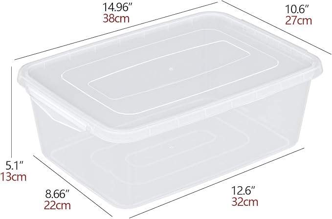 12 Packs 14 Quart Plastic Clear Storage Bins Plastic Storage Boxes with Lids