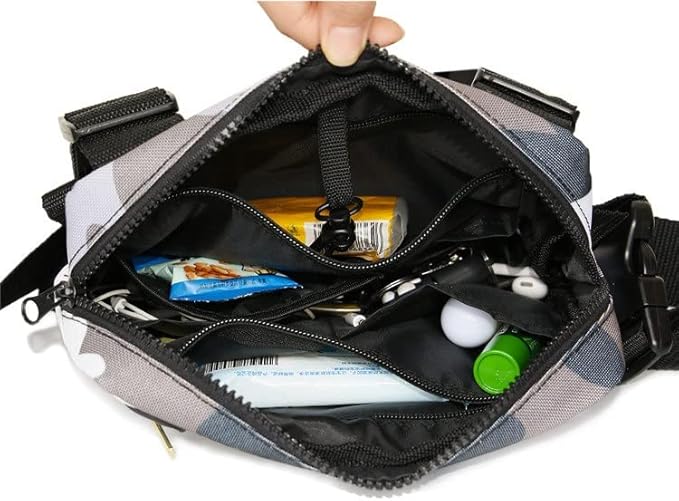 Outdoor Chest Rig Bag For Men Tactical EDC Chest PackBuilt-In Headphone hole Lightweight Utility Chest Rig Pouch For Running Cycling Workouts Hiking(GreyCamouflage)