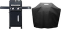 Monument Grills 2-Burner Foldable Stainless Steel Liquid Propane Gas Patio Garden Barbecue Grill with Clearview® Lid Knob Control Mesa220 with BBQ Cover