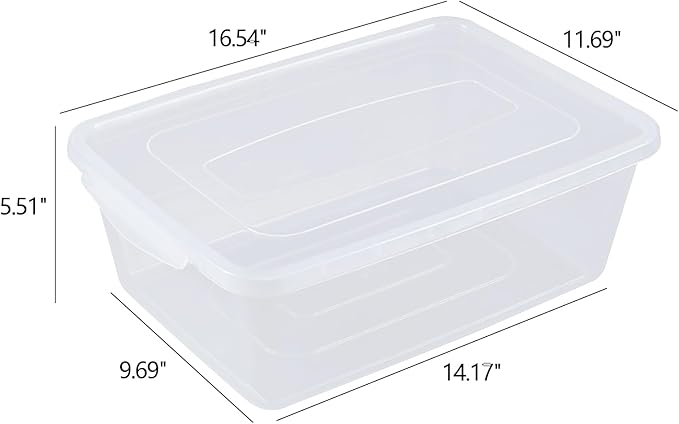 Inhouse 16 Quart Clear Latching Storage Bin Set of 2 Shoe Organizing Box