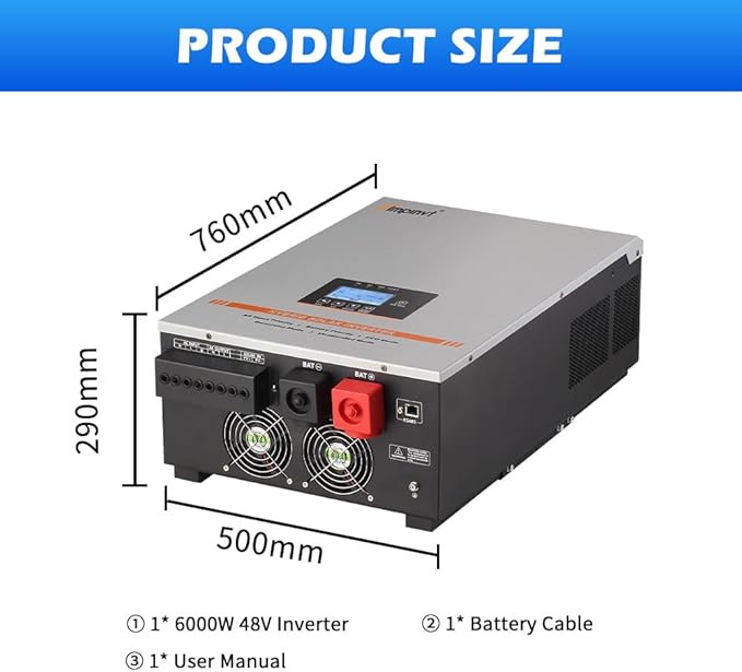 Ampinvt 6000W Solar Inverter 48V DC to 120V/240V AC Split Phase Output Built-in 100A MPPT Solar Controller Off Grid Low Frequency Pure sine Wave Inverter Charger for Lead Acid Lithium Gel Battery