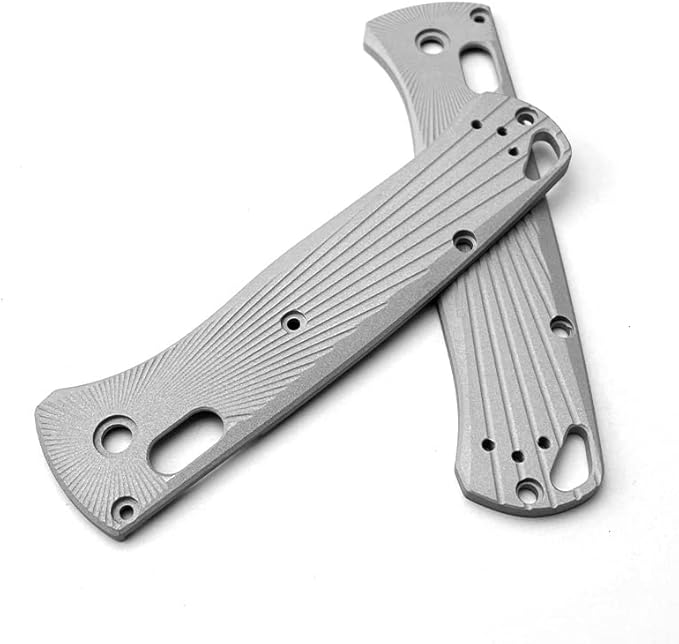 1 Pair Custom Aluminum Alloy Scales Fits for Bugout 535 Non Slip CNC Handle Patch DIY Accessory(Gray)