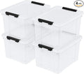 4-Pack 22 Quart Plastic Storage Bins with Lids Plastic Latching Storage Box with Wheels Clear