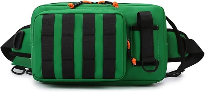 Outdoor Camping Chest Bag Tactical Shoulder Molle Waist Bags Fishing Lure Belt Pack Travel Sling Hiking Hunting Backpack Sac(Green)