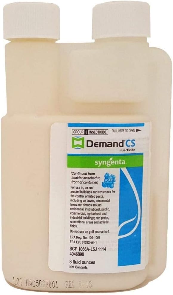 Syngenta 73654 Demand CS Insecticide 8oz Beige and Syngenta Demon WP Insecticide 2 Envelopes Containing 4 Water-Soluble 9.5 Gram Packets Makes 4 Gallons Cypermethrin 40%