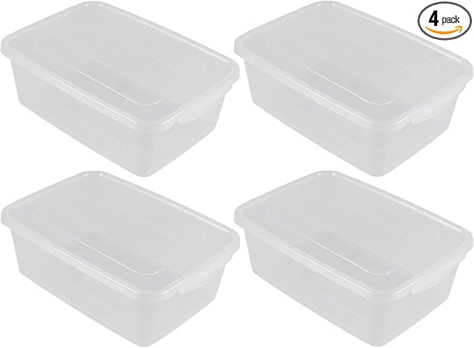 4 Pack Clear 6.2L Plastic Storage Bin Dough Proofing Food Safe Storage Container Box with Lids BPA Free