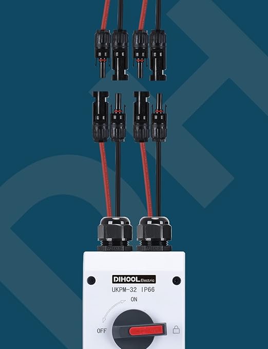 DIHOOL Solar Disconnect Switch32 Amp DC600V2 String 2 in 2 Out IsolatorIP66 Waterproof