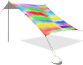 Beach Canopy with Windproof Ropes &amp Sandbags Beach Tent Sun Shade Sun Shelter for Camping Trips Fishing Backyard Fun or Picnics Rainbow Stripes