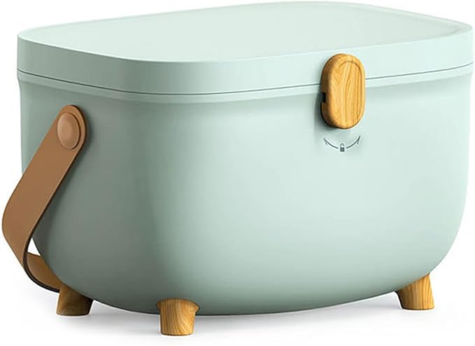 Oval Storage Box Household Double Layer Large Capacity Multicompartment Organizer Box for Home Dorm (Light Green)