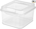 Sterilite 48-Pack Square Small FlipTop Clear Plastic Storage Box with Hinged Lid - Stackable Multipurpose Organizer for Art and Craft Supplies Accessories Photos &amp CDs Home or Office Use