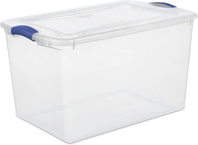 4-Pack 66 Quart Clear Storage Bins with Latching Lids - Sturdy Stackable Organizing Containers for Home Garage &amp Basement - Practical Latch Boxes for Clothes Bedding &amp Seasonal Items