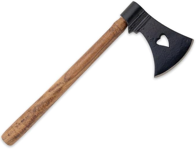 Szco Supplies 13 Medieval Style Heart Engraved Throwing Tomahawk AxeBlack/Brown230937