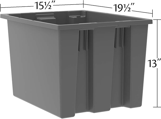 Akro-Mils 35195 Nest and Stack Plastic Storage Container and Distribution Tote (19-1/2-Inch L x 15-1/2-Inch W x 13-Inch H) Blue (6-Pack)