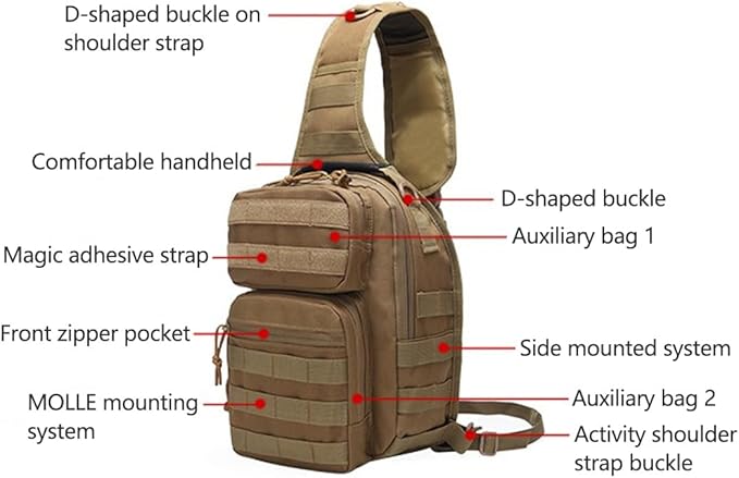Tactical Sling Bag Backpack Military Rover Shoulder Sling Pack Molle EDC Small Crossbody Chest Pack (ACU)