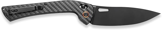SENBON foldable chef's knife AUS-8 stainless steel with black titanium plating carbon fiber handle with back clip portable outdoor folding fruit petty knife