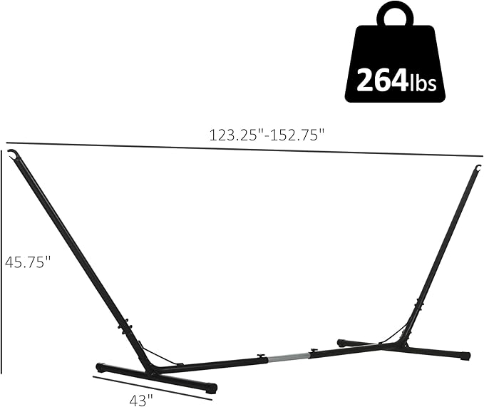 Outsunny Universal Hammock Stand 10-13ft Adjustable Steel Stand Space-Saving and Portable Carrying for Indoor and Outdoor Use Black
