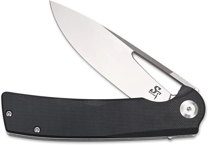 Sitivien ST126 Folding KnifeD2 Satin Blade+G10 HandlesLiner LockDeep Carry Pocket Clip for Outdoor and EDC(Black)