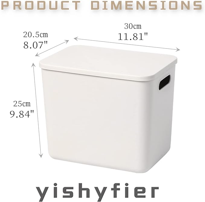 Yishyfier Plastic Storage Baskets With Lid Organizing Container Lidded Knit Storage Organizer Bins for Shelves Drawers Desktop Closet Playroom Classroom Office (4L Light grey)