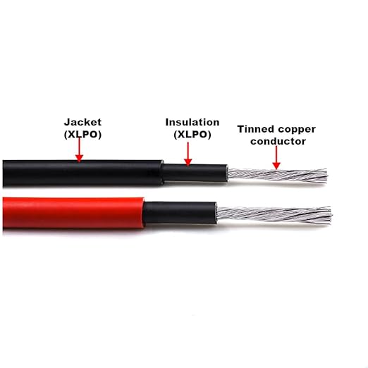 Solar Cable 10AWG 20FT Black + 20FT Red 10 Gauge Wire Solar Extension Cable Wire with 4 Pairs Solar Connectors for RV Photovoltaic Systems Solar Panel Wire Pure Copper Wire (20 ft)