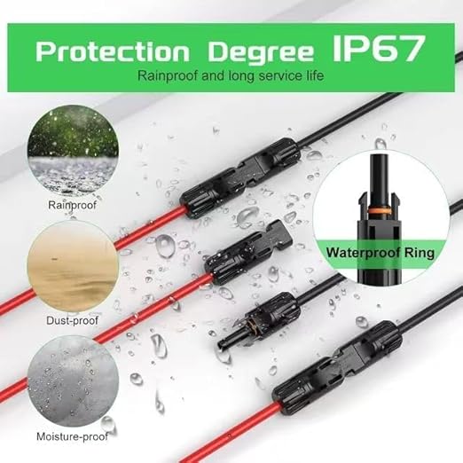 3 to 1 Solar Panel Connectors Y Branch 1500V DC 30A PPO Material Parallel Connection for Solar Panels Universal 10AWG Solar Connectors2 Pairs Red-Black