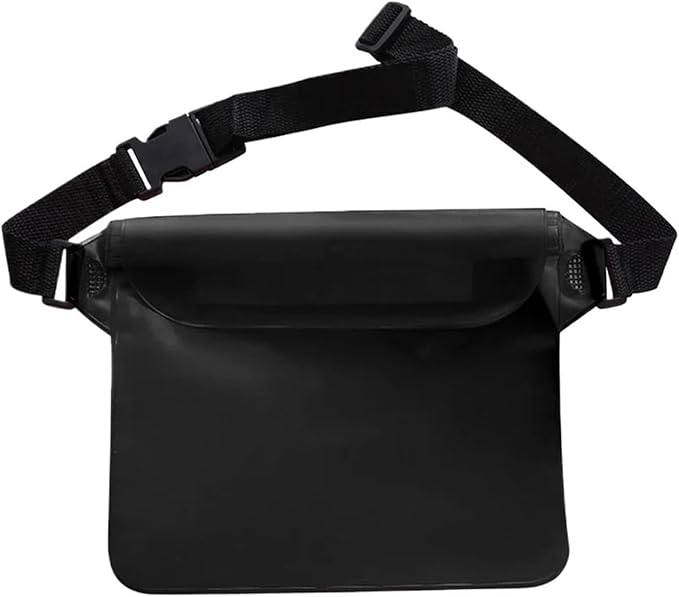 Waterproof Dry Bag Waterproof Swimming Bag Underwater Mobile Phone Bags Ski Drift Diving Shoulder Waist Pack 3 Layer Transparent Dry Protection Bag for SwimmingBoating(Black)