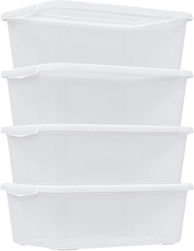 Zopnny Dough Proofing Box with 4 Trays and 4 Lids 15 x 10.4 x 5.2 Pizza Dough Container Stackable BPA-Free Trays with Covers