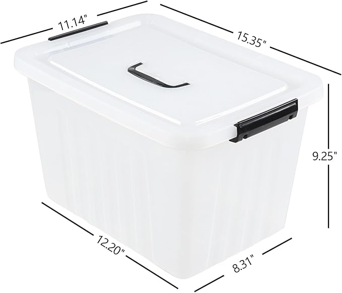 Asking 18 L Clear Plastic Storage Box with Handle 4-Pack